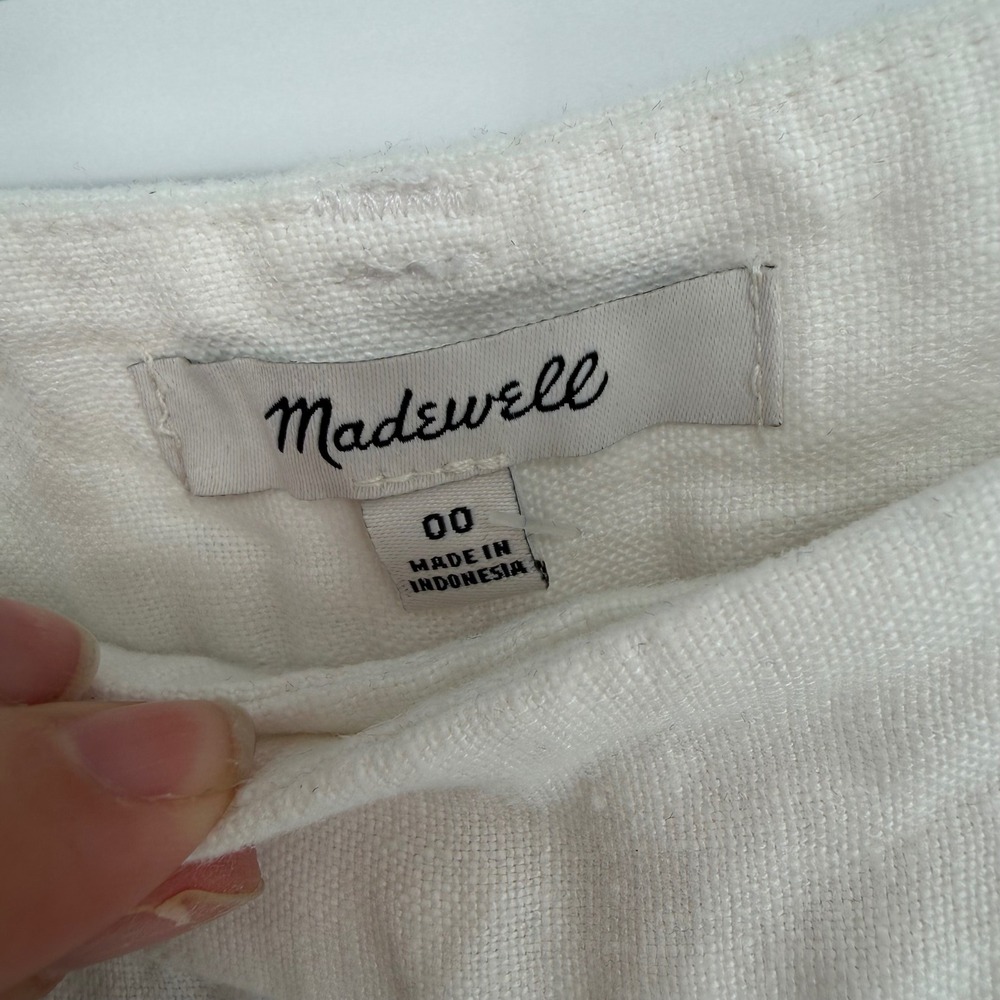 MADEWELL THE HARLOW WIDE-LEG PANT 100% LINEN WHITE NWT SZ 00 COASTAL LIGHTWEIGHT - Picture 3 of 14